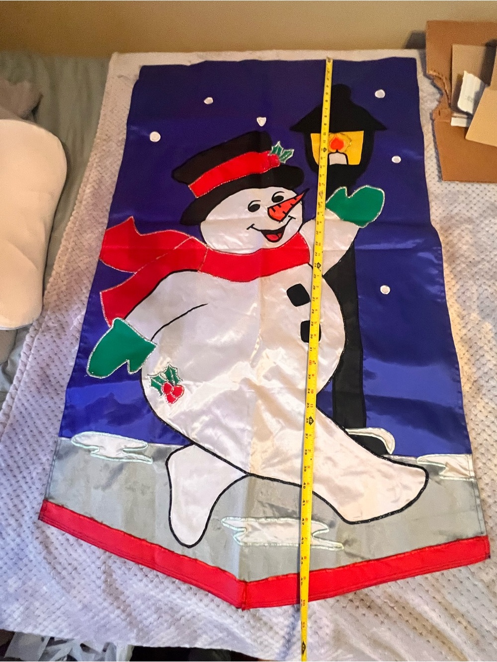 Vintage 1996 NCE New Creative Enterprises Snowman Winter Large Applique Flag